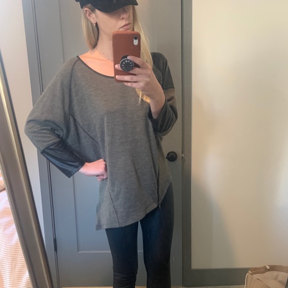 Asymmetric Sweater with Leather & Zipper detail - Picture 2 of 6